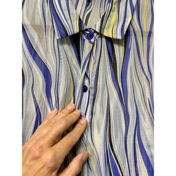 LAFAYETTE 148 100% Silk Sheer Long Sleeve Blouse, Edward Wilkerson, Sz 10 - Picture 2 of 9